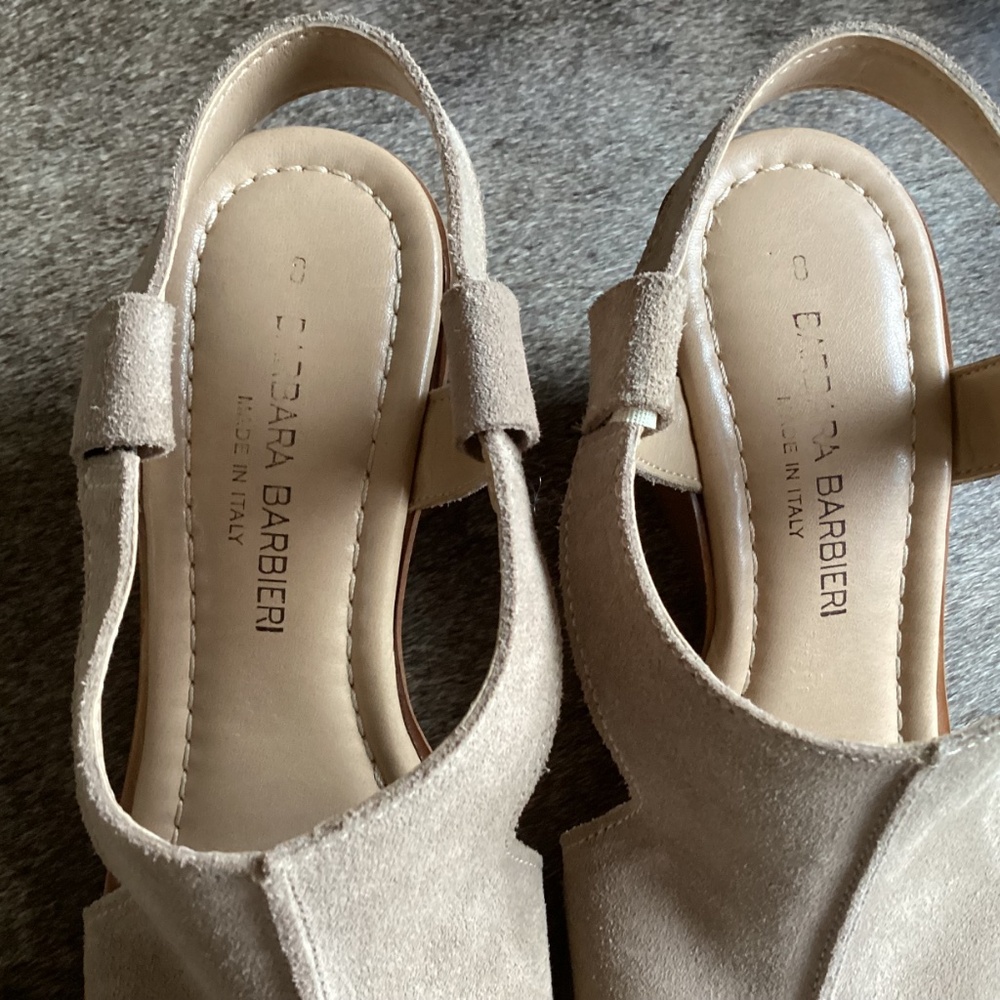 Barbara Barbieri Suede Leather Sling Back Wedges - Picture 5 of 10